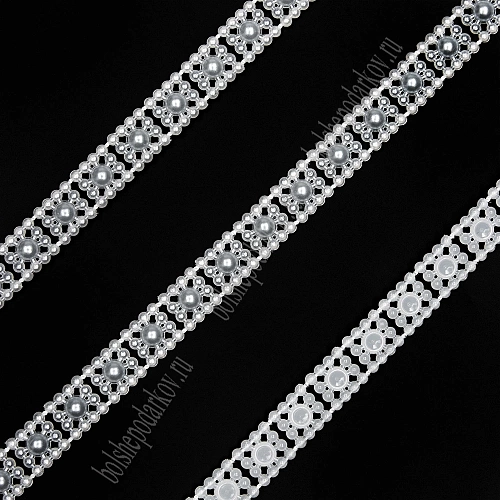 Тесьма декоративная &amp;quot;Квадратики&amp;quot; 1 см*10 ярд (SF-685) белый