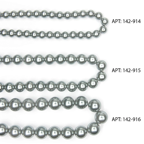 Бусины круглые на нитке 8 мм (SF-8069) жемчуг серый