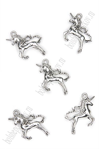 Подвеска металл 2,3*2 см &quot;Единорог&quot; (5 шт) SF-7745, серебро