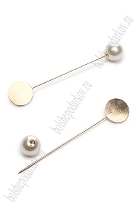 Брошь-игла с декоративной бусиной 8 см (5 шт) SF-2127, золото