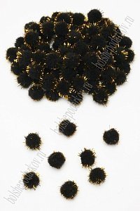Помпоны с люрексом 15 мм (200 шт) SF-1168, черный