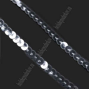 Пайетки 6 мм на нитке (SF-5755) серебро №1