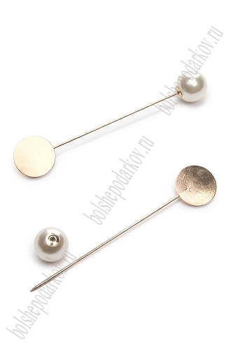 Брошь-игла с декоративной бусиной 8 см (5 шт) SF-2127, золото