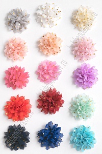 Цветочек шифоновый в горошек 9 см (20 шт) SF-5924, персиковый №14