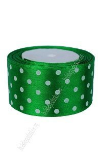 Лента атласная в горошек 5 см*25 ярд (SF-1784) зеленый