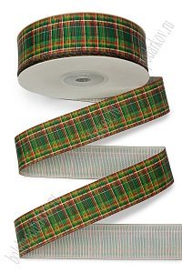 Лента репсовая 2,5 см*25 ярд с рисунком &quot;Клетка&quot; SF-7223, №119