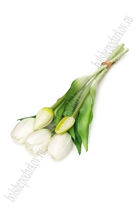 Веточка декоративная 33 см, 31 см "Тюльпан" (5 шт) SF-8137, белый