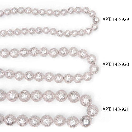 Бусины круглые на леске 8 мм (SF-8072) хлопковый жемчуг светлая пенка