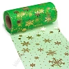 Фатин &amp;quot;Снежинки&amp;quot; 15 см*15 ярд (SF-3776) зеленый/золото