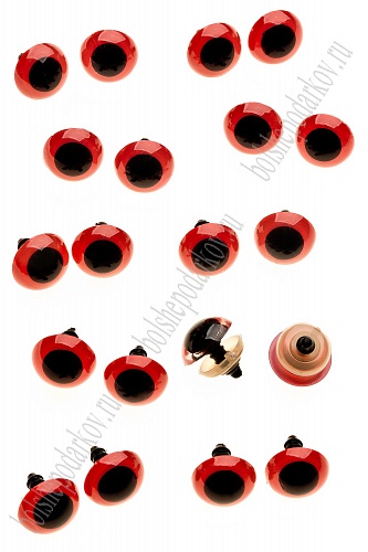 Фурнитура &amp;quot;Глазки для игрушек&amp;quot; 16 мм, с заглушками (20 шт) SF-2141, красный