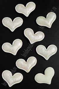 Патч с переливом &quot;Сердечко&quot; 5*4 см (10 шт) SF-3781, кремовый