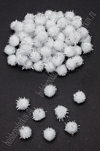 Помпоны с люрексом 15 мм (200 шт) SF-1168, белый/серебро