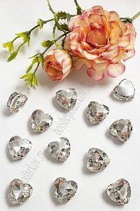 Стразы пришивные 16 мм &quot;Сердечко&quot; (10 шт) SF-3715, серебро №1