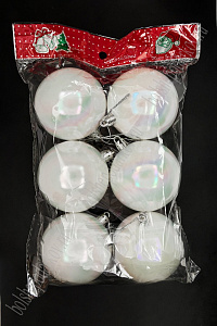 Набор новогодних шаров 7 см (6 шт) SF-1691, белый