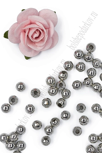 Бусины-разделители 4 мм (100 шт) SF-7674, темное серебро