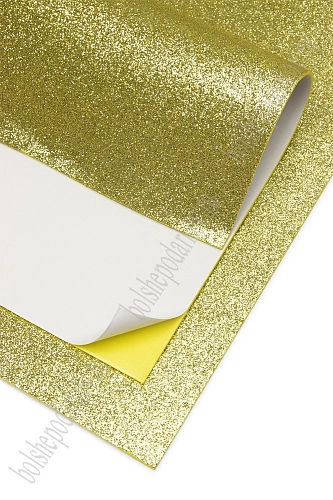 Фоамиран глиттерный самоклеющ. А4 (10 листов) SF-1957, светлое золото №005А