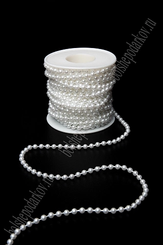 Бусины на нитке 4 мм*10 м (SF-7801) белый