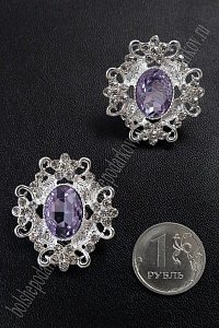 Серединка ювелирная (2 шт) SF-5794, серебро/фиолетовый №2