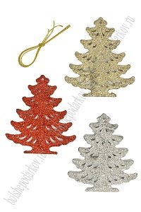 Новогодние украшения с блестками &quot;Ёлочка&quot; 7,5*8,5 см (3 шт) SF-3510
