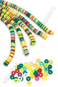 Бусины плоские 6 мм на леске 40 см (5 шт) SF-7285, ассорти №1