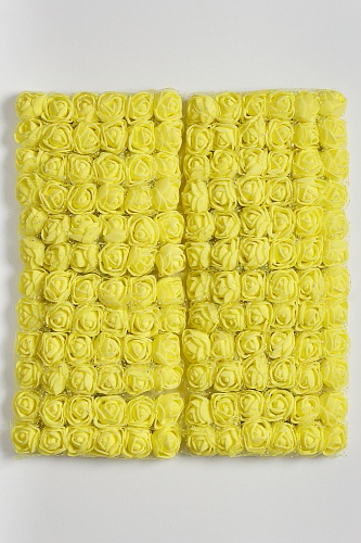 Головки цветков &amp;quot;Розочка&amp;quot; на веточке с сеточкой, 144 шт (SF-043), желтый №9