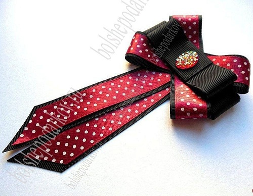 Лента атласная в горошек 4 см*25 ярд (SF-1365) пенка №091/2