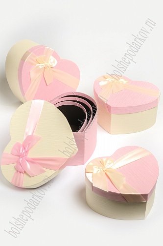 Коробки сердечко 3 в 1, 27*23*13 см (SF-7152) розовый/бежевый, в ассортименте