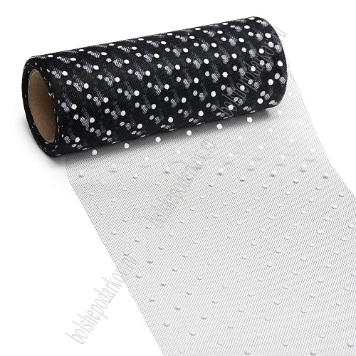 Фатин в горошек 15 см*10 ярд (SF-2941) черный №12