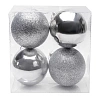 Набор новогодних шаров 10 см (4 шт) SF-8010, серебро