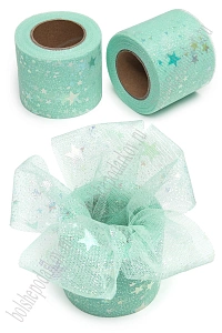 Фатин «Звездочки» 5,5 см*15 ярд (SF-6037) аквамариновый №18