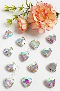 Стразы пришивные 16 мм &quot;Сердечко&quot; (10 шт) SF-3715, радужный №23 УЦЕНКА