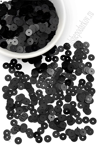 Пайетки круглые 6 мм*100 гр (SF-5756) черный №1601