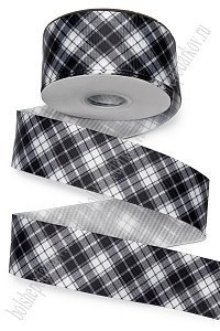 Лента репсовая 4 см*25 ярд с рисунком "Клетка" SF-7224, №180