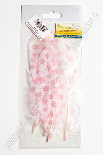 Перья декоративные 16*4,5 см (6 шт) &amp;quot;Цветочки&amp;quot; красные