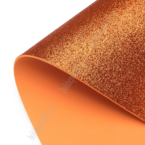 Фоамиран глиттерный А4, 2 мм Premium (10 листов) SF-1955, медный №2046