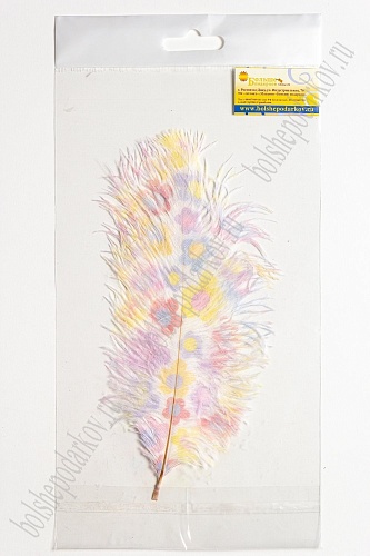 Перо декоративное 23*10 см &amp;quot;Ромашки&amp;quot; разноцветные