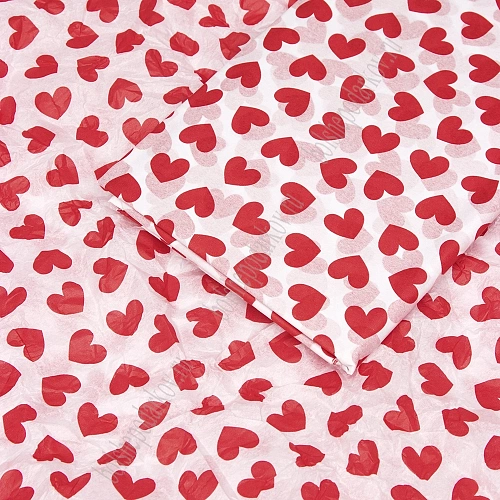 Бумага тишью 50*66 см &amp;quot;Сердечки&amp;quot; (10 листов) SF-5830, белый/красный