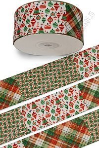 Лента репсовая 4 см*25 ярд с рисунком &quot;Микс&quot; SF-7479, №14