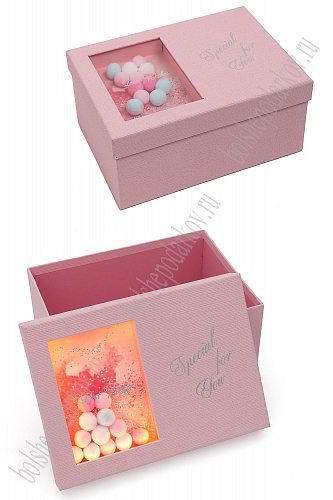 Подарочная коробка с подсветкой 25*18*11,5 см (SF-5677) розовый