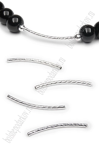 Трубочка для бижутерии 30 мм*2 мм (50 шт) SF-7666, светлое серебро №7