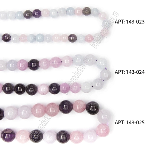 Бусины круглые на нитке 6 мм (SF-7590) аметист