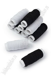 Нитка-резинка 0,3 мм*20 метров (10 шт) SF-3414, белый/черный