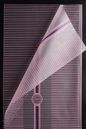 Пленка матовая для цветов 58*58 см &amp;quot;Полоска-часы&amp;quot; (20 шт) SF-2348, розовый