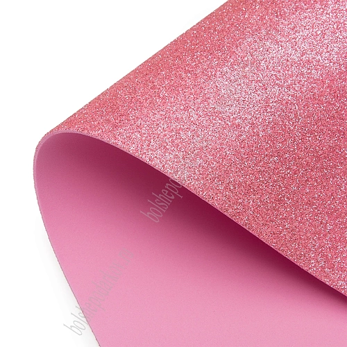 Фоамиран глиттерный А4, 2 мм Premium (10 листов) SF-1955, розовый №005