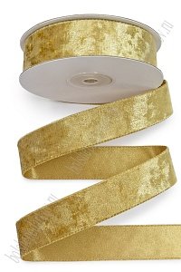 Лента двусторонняя велюр/атлас 2,5 см*10 ярд (SF-7601) золото №5