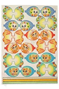 Кожзам-шаблон для бантиков с блестками &quot;Зверята №3&quot; А4 (5 листов)