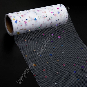 Фатин с пайетками &quot;Звездочки&quot; 15 см*10 ярд (SF-2945) белый №2