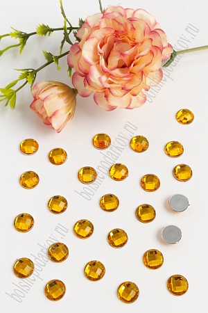 Стразы граненые 10 мм, круглые (200 шт) SF-397, золото