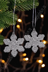 Новогодние украшения "Снежинка" 9,5 см (2 шт) SF-1692, №3 Новогодние украшения "Снежинка" 9,5 см (2 шт) SF-1692, №3