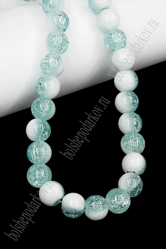 Бусины круглые на леске 10 мм (SF-8079) сахарный кварц имитация голубой